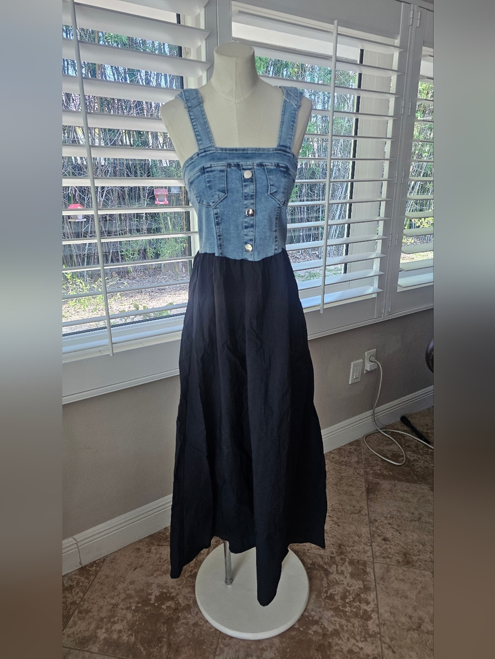 Ten22 Denim Maxi Dress Black L
